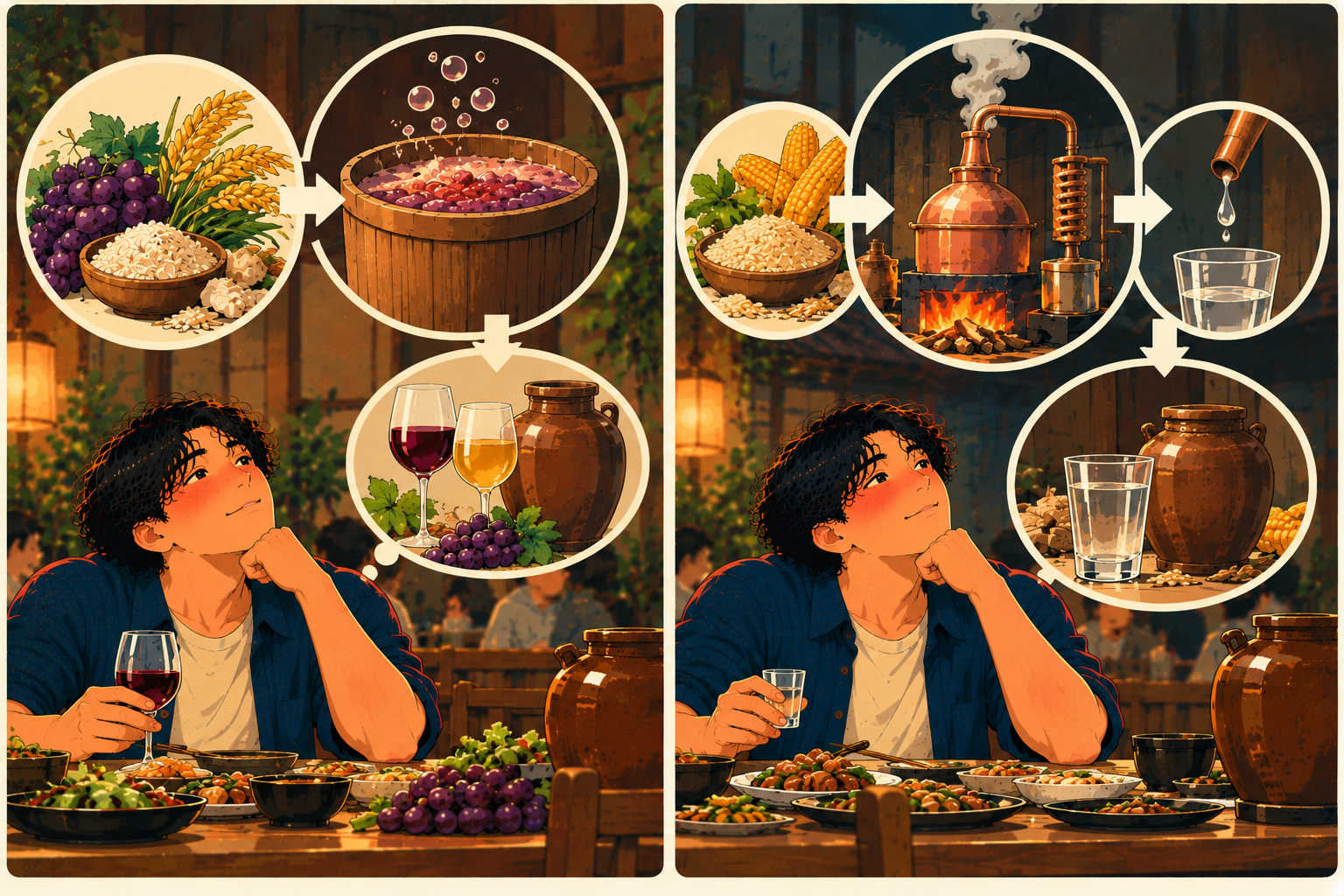 Rượu lên men và rượu chưng cất khác nhau thế nào?