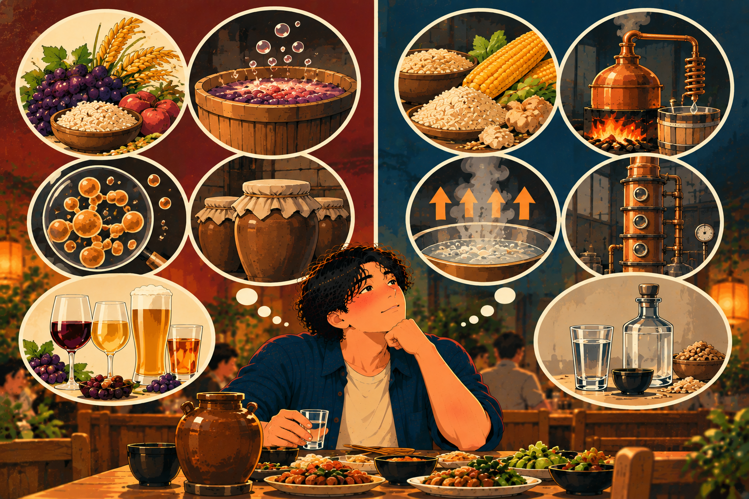 Rượu lên men và rượu chưng cất khác nhau thế nào?